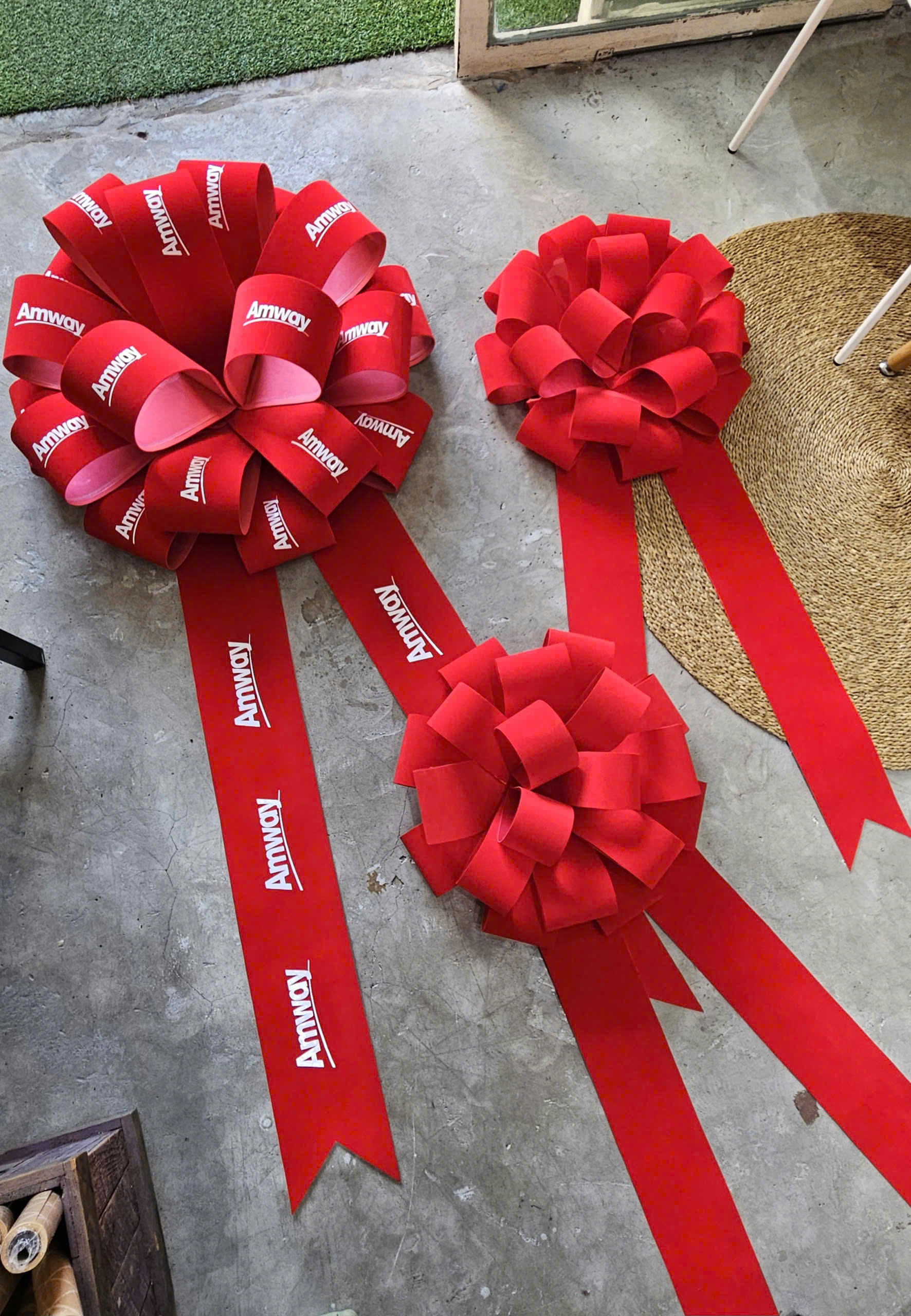Bộ Nơ Băng Vải Khai Trương Cao Cấp cho Amway