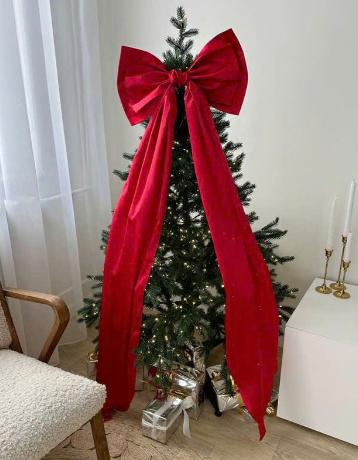 Nơ Cây Thông Noel nhung đỏ